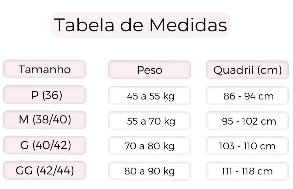 Guia de tamanhos