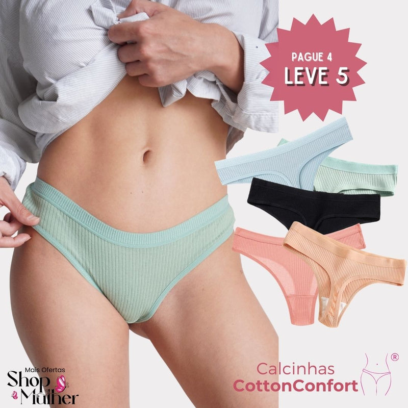 [COMBO EDIÇÃO LIMITADA COMPRE 4 LEVE 5] Calcinha CottonConfort® - FRETE GRÁTIS